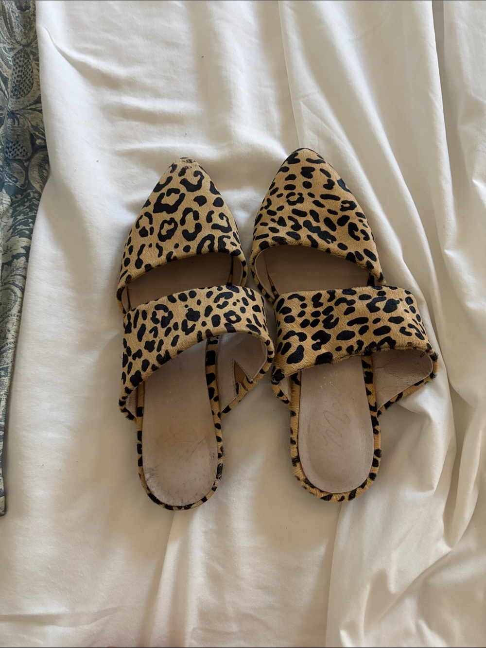 Leopard Print Mohair Pointed Toe Slide Mules - Matisse